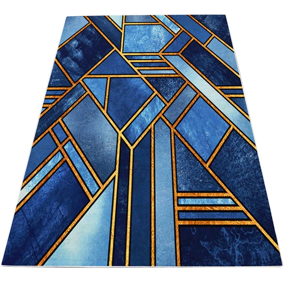 Tapis Moelleux de Salon Moelleux Rayures Géométriques Abstraites Modernes Adaptés à la Chambre à Coucher des Enfants décor à la Maison de la Chambre à Coucher Tapis - Bleu D'Oeuf De Canard 140 x 200cm