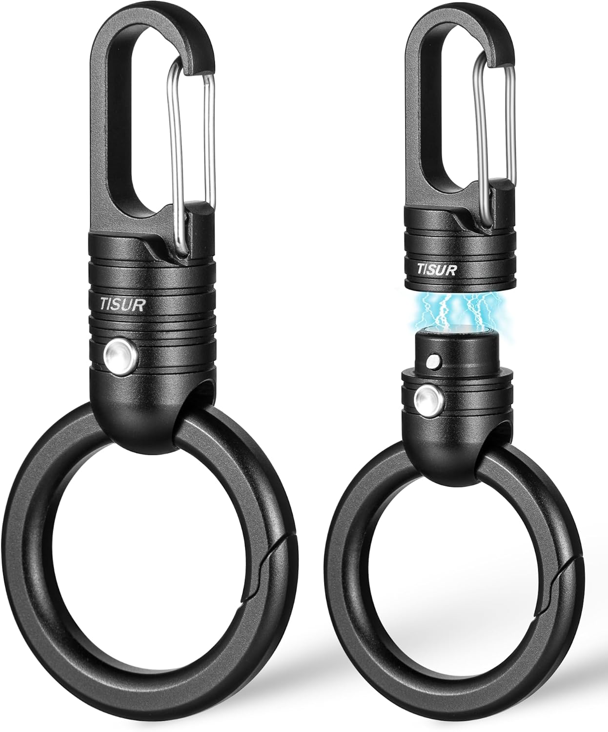 TISUR Magnetic Quick Release Keychain Clip, Small Carabiner Clip Holder,Detachable Key Chain hook with Snap Key Ring for Car