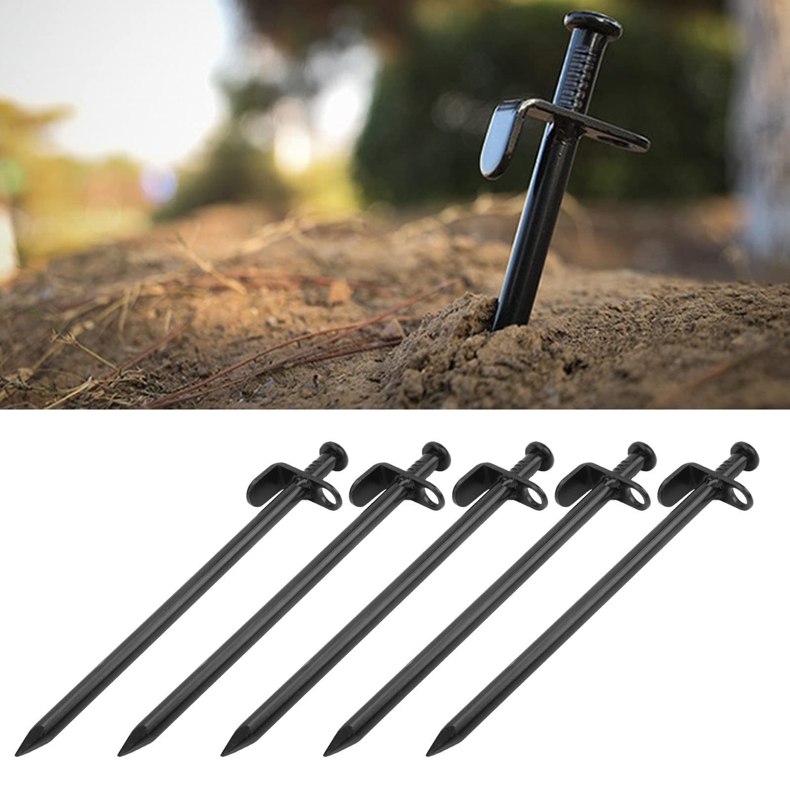 5 Szt. Paliki do Namiotu Heavy Duty, 7,8/11,8/15,7 Cala Stalowe Paliki do Namiotu Palki Kempingowe, Trwałe Słupki do Podłoża Kolce do Namiotu Niezniszczalne śledzie do Namiotu(40 cm/15,7 cala)