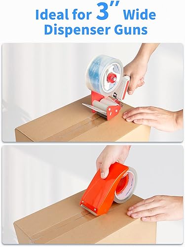 Miniatura 5 de JARLINK Paquete de película elástica con 12 cintas de embalaje silenciosas sin ruido para embalaje de envío, sellado en movimiento, 2.4 mil de