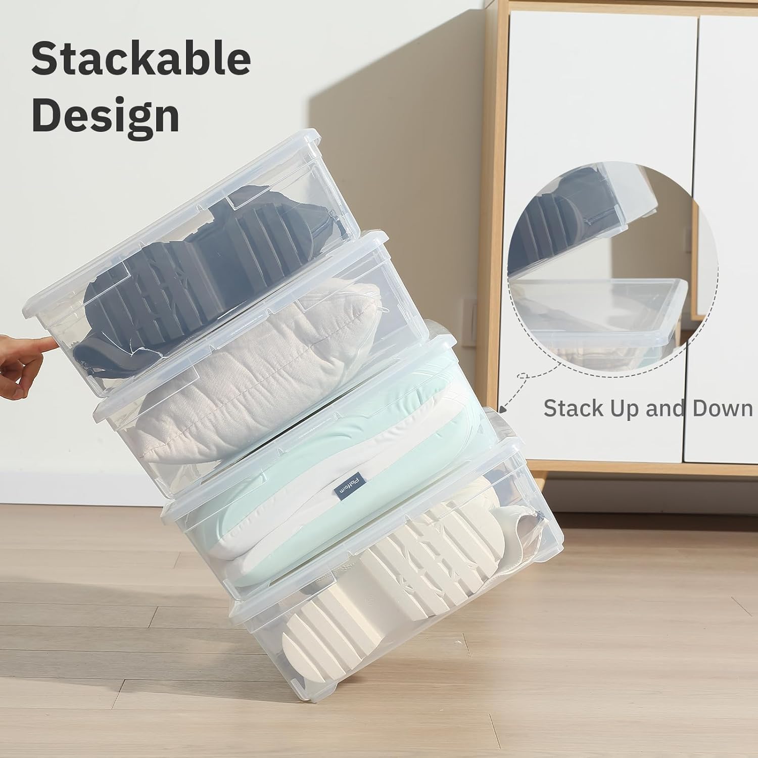 novelinks 6 QT Clear Storage Box Stackable Plastic Storage Bins with Lids Plastic Container Box for Sorting,12 Pack