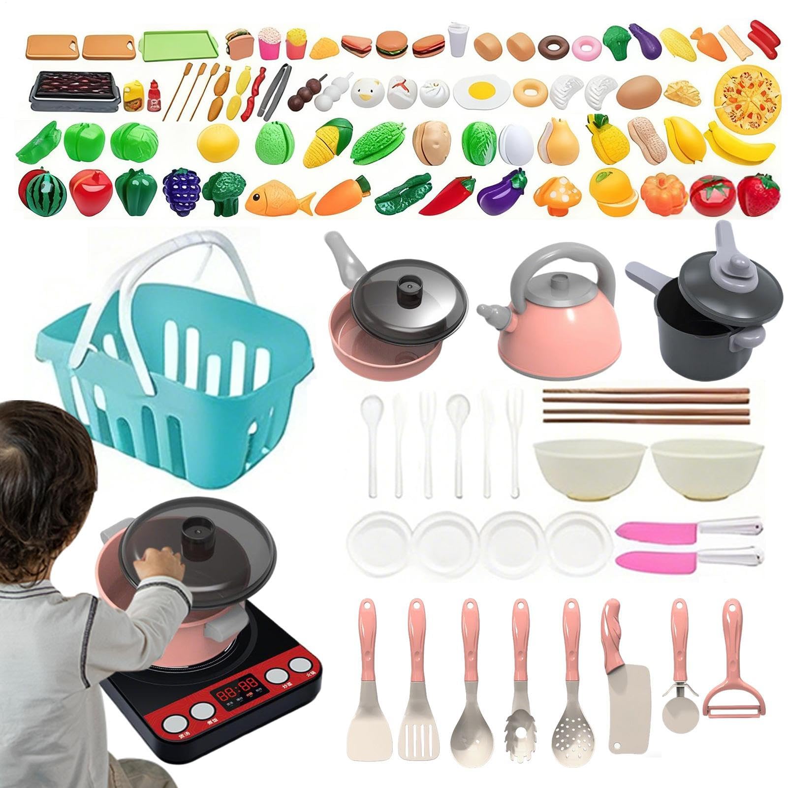 Cucina Giocattolo per l'Infanzia 110 Pezzi Giocattoli da Cucina per Bambini | Giocattoli di Cucina per Ragazzi per Asilo Scuola Materna di Ruolo Casa Classe Viaggio Festa