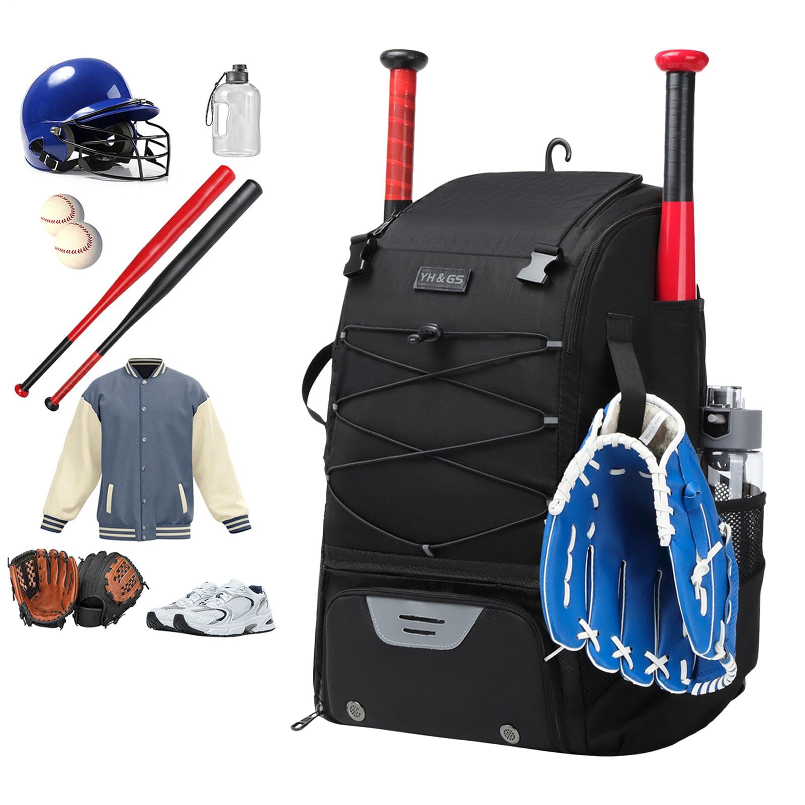 Borsa per pipistrello e attrezzatura da baseball zaino impermeabile e leggero, ideale per squadre di, softball e baseball, sportivi per giovani e adulti | leggero, ideale per squadre di, softball e baseball, sportivi per giovani e adulti