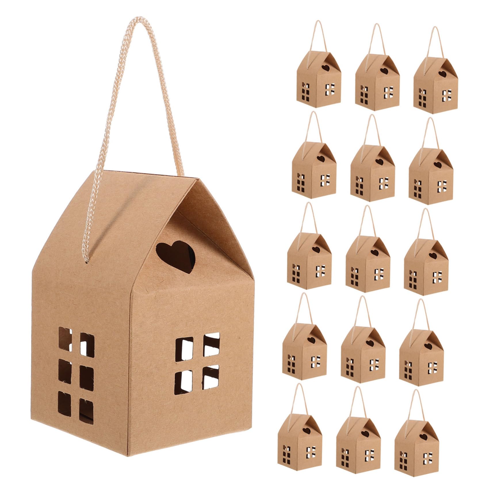 Amosfun Scatole Regalo e Decorazioni Fai-da-te 50 Pezzi in Carta Marrone a Forma di Casa Design Unico ed Elegante per Bomboniere Matrimonio per Feste
