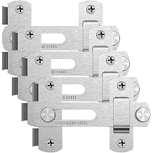 Barn Door Latch, 4 Pack 4-Inch Stainless Steel Gate Latches, Flip Door Latches Hardware, Sliding Lock Gate Latch for Outdoor Fence Barn Door Cabinet Window Closet Bifold Door Latch Locks Silver