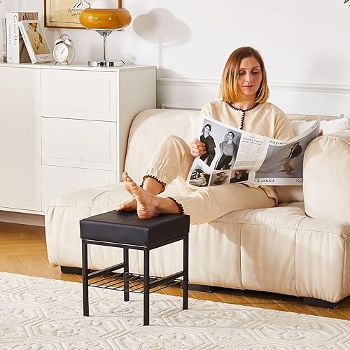 Miniatura 4 de Cpintltr Taburetes de tocador multifuncionales, taburete otomano de terciopelo, taburete otomano cambiador de zapatos, taburete de maquillaje,