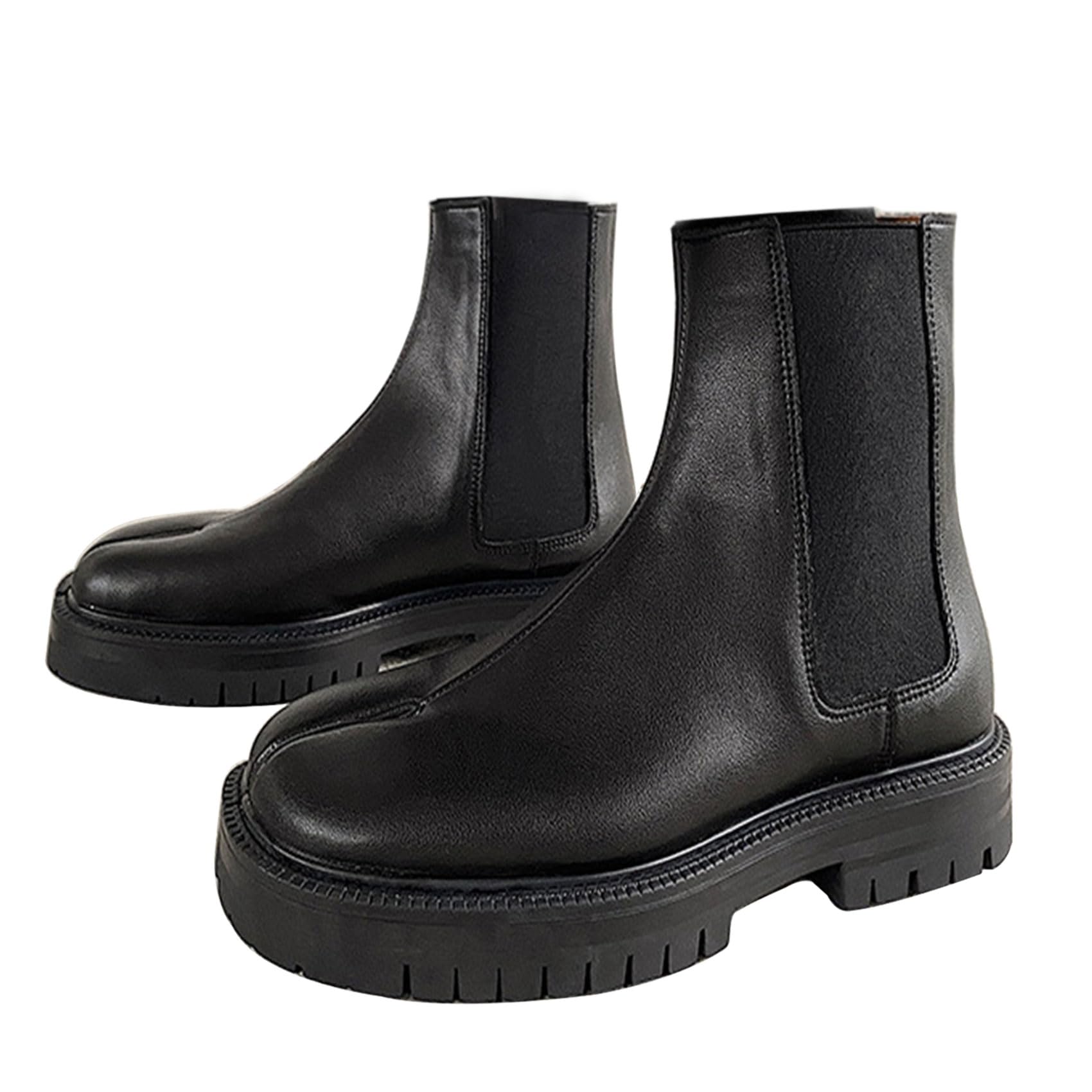 KOKOMOMO Low Heels Tabi Boots Split Toe Ankle Boots for Women Japanese  Ninja Shoes Flat Chelsea Ankle Booties Chunky Block Platform Boot