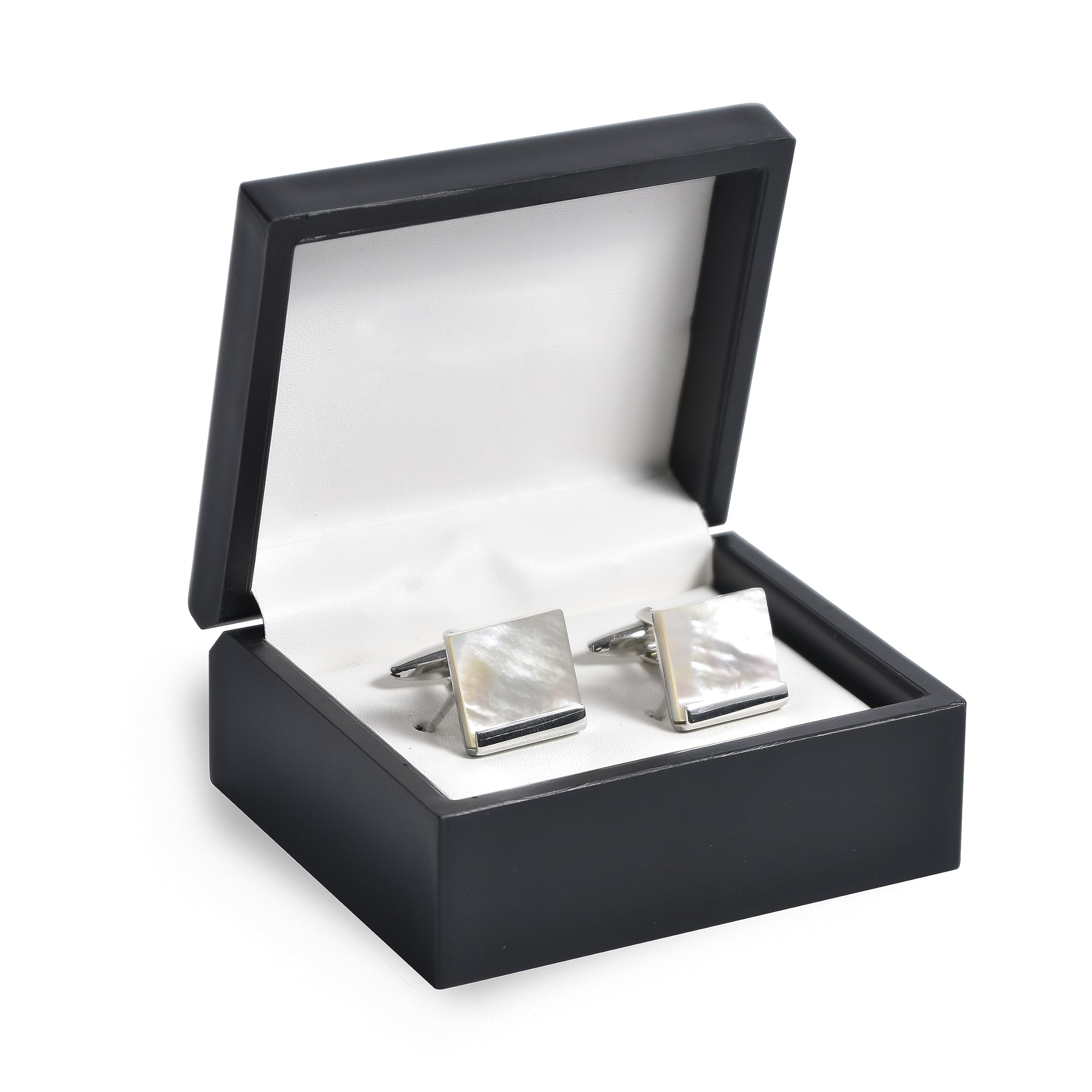 Amelia White Marble Cufflinks | Cufflinks For Men | Stylish Formal Cufflinks | Square Cuff Links for Men, std, Metal