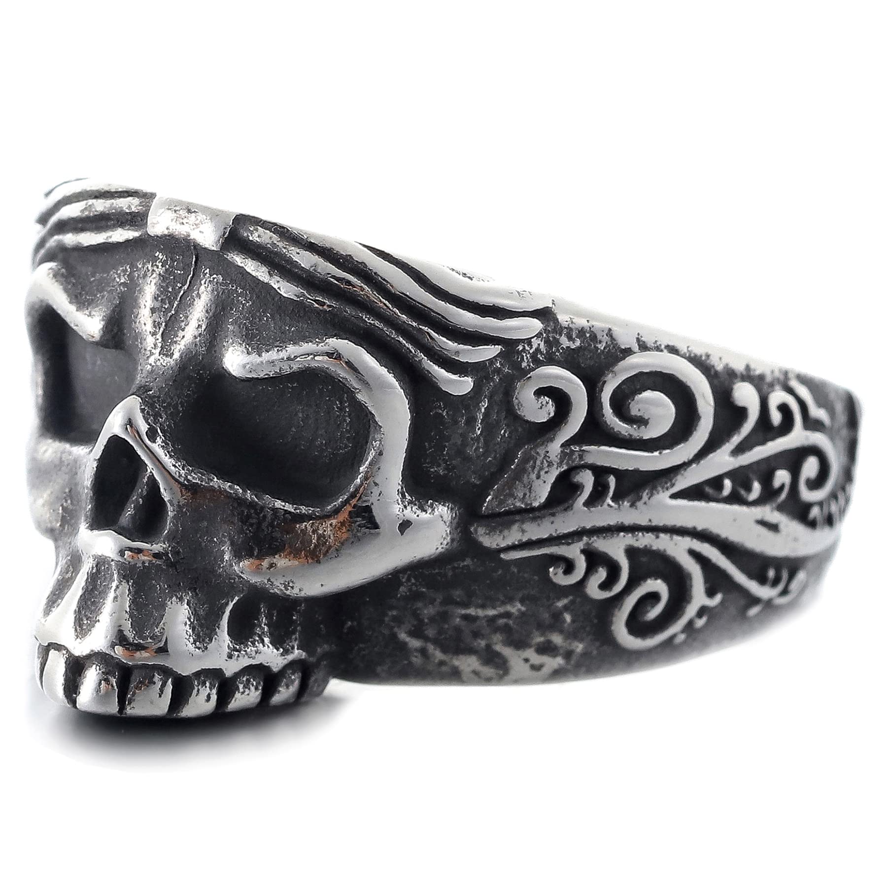 2023 Skull Ring Cool Evil Death Punk Rock Stainless Steel Rings Aly Style Jewelry
