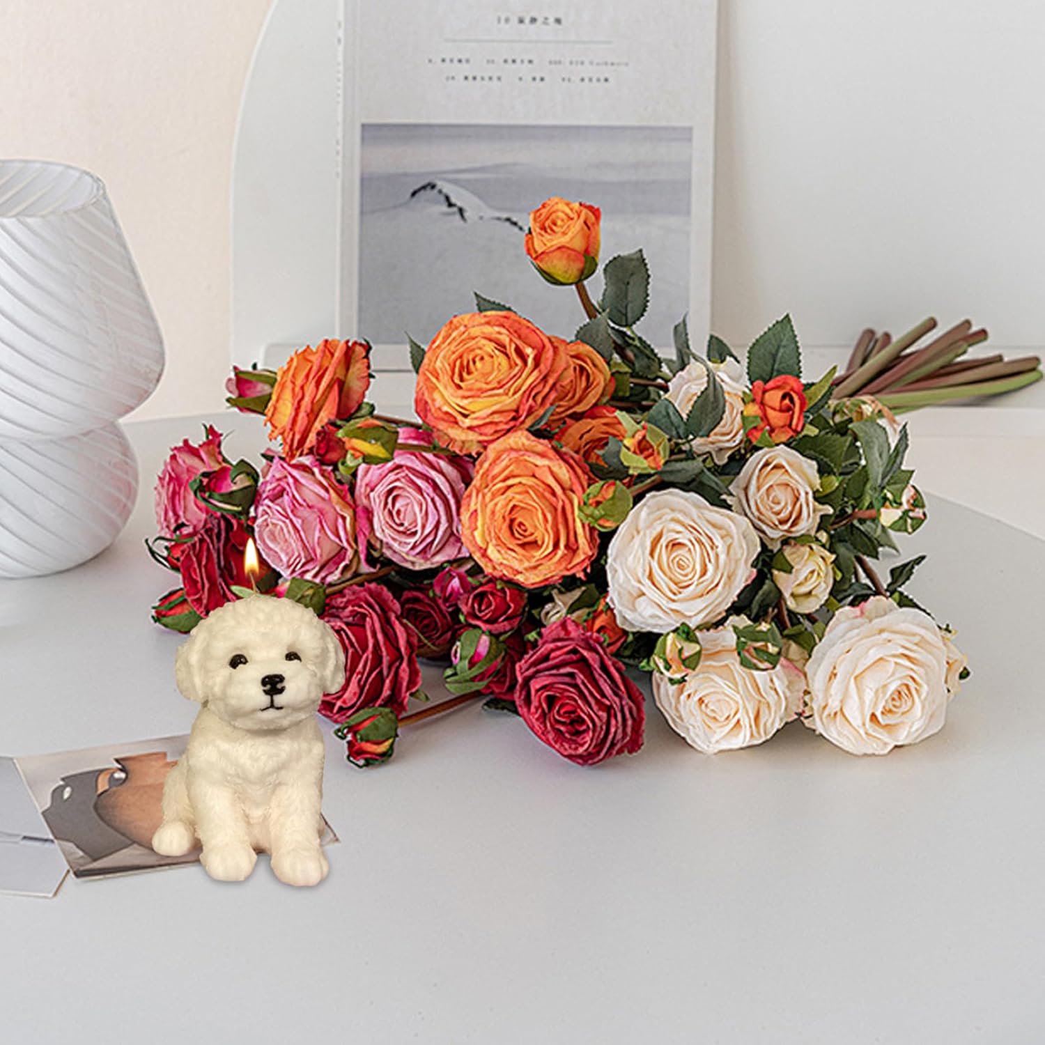 Dog Silicone Mold, Cute Dog Mold, Resin Dog Candle Mold, Simulation Puppy Animal Resin Molds for Art Crafts Festival Home Decor, 5x5x4