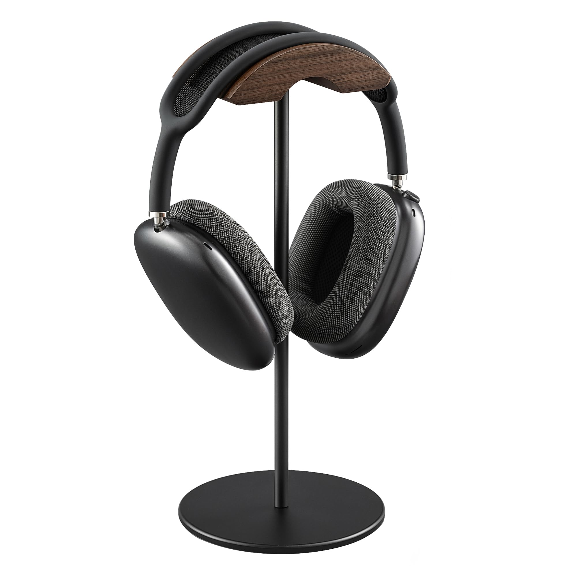 Support Casque, Support des Écouteurs en Noyer et Aluminium, Porte de Casque de Jeu avec Base Solide Lourde pour Toutes Les de Casques (Noir)