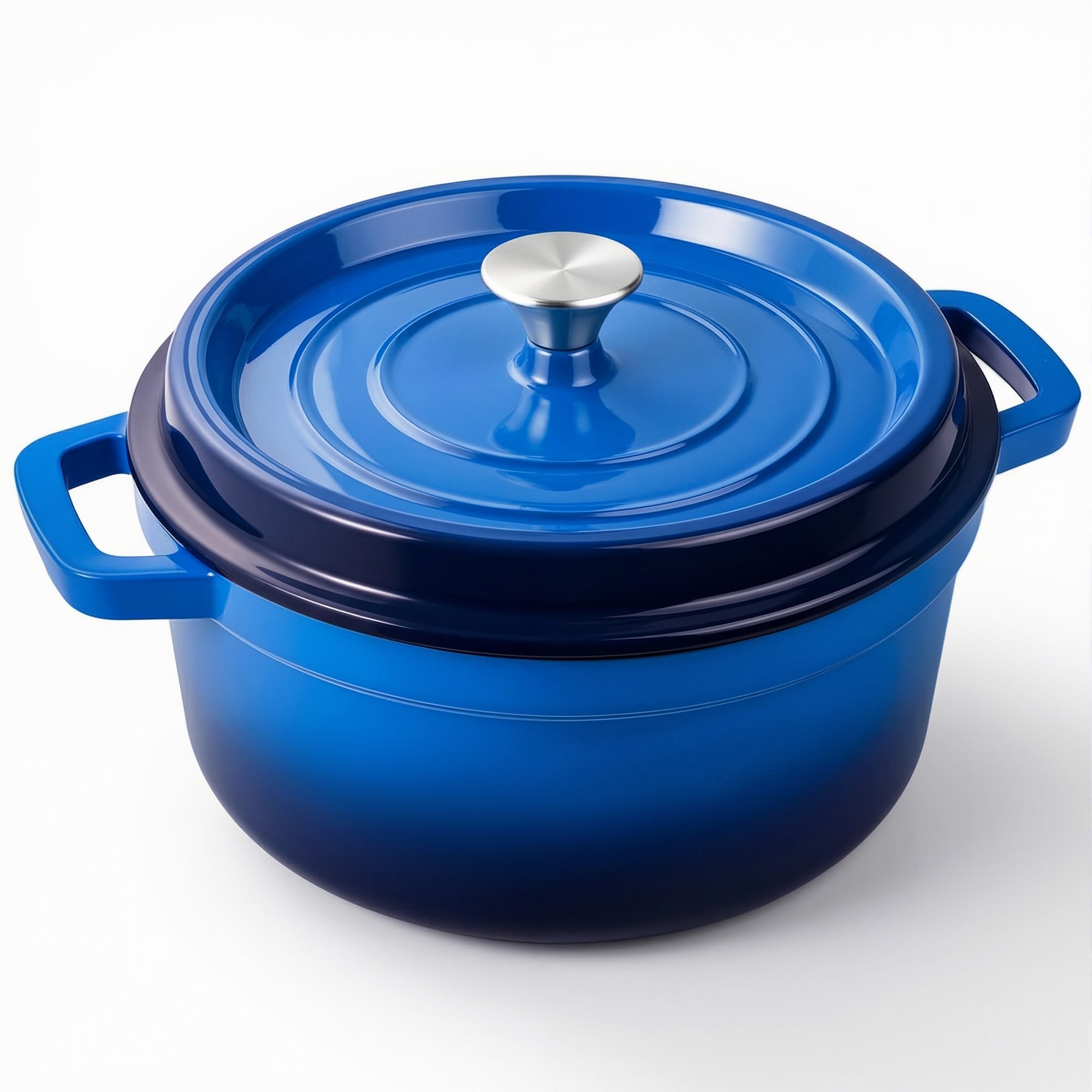 Miereirl 6.5 Quart Enameled Dutch Oven Pot with Lid, Cast Iron Dutch Oven with Dual Handles for Bread Baking, Cooking, Non-stick Enamel Coated Cookware (Dark Blue)