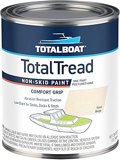 TotalBoat TotalTread Non-Skid Deck Paint, Marine-Grade Anti-Slip Traction Coating for Boats, Wood, Fiberglass, Aluminum, and Metals (Sand Beige, Quart)