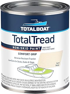 TotalBoat TotalTread Non-Skid Deck Paint, Marine-Grade Anti-Slip Traction Coating for Boats, Wood, Fiberglass, Aluminum, and Metals (Sand Beige, Quart)