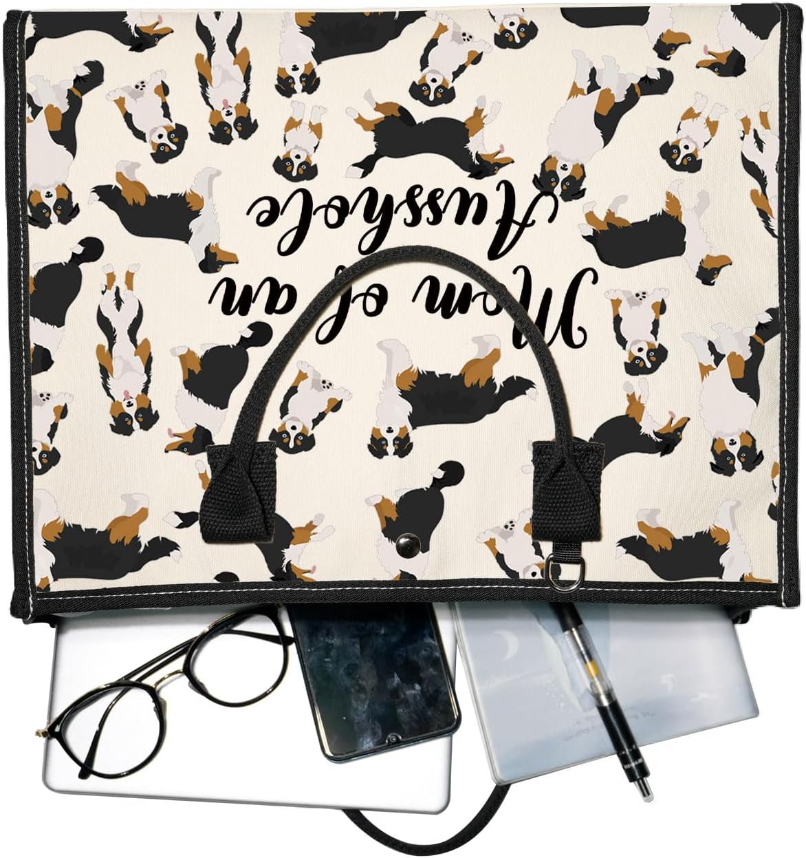 Zuo Bao Aussie Mom Tote Bag Australian Shepherd Lover Gift Mom of an Ausshole Canvas Shopping Bag for Dog Owner