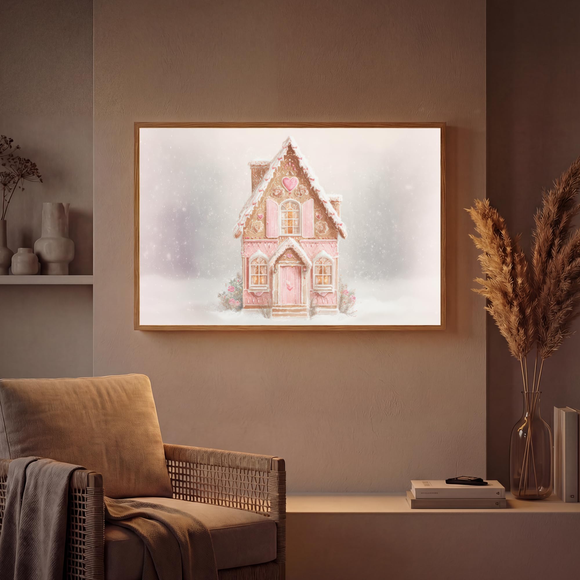 Wandleuchte Flur 100x70 cm Aufladbar Wand Lampe Wandleuchten Innen Modern LED Lampen Wandlampen Wall Light Wandlicht Wohnzimmer Wandlampe Dimmbar Häuschen - Zucker - Pastell