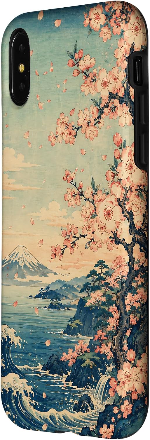 Cherry Blossom Mount Fuji Japanese Aesthetic Case for iPhone X/XS image 2