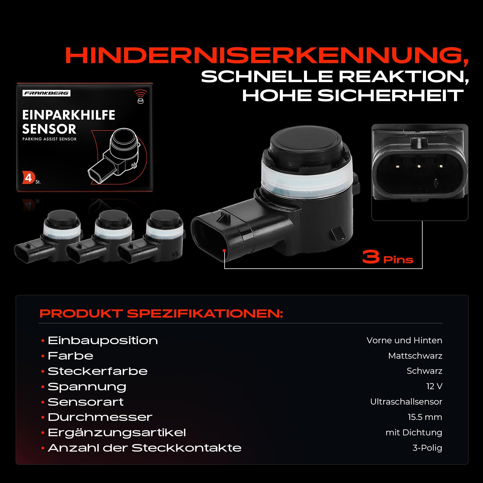 Frankberg 4x Parksensor Vorne Hinten A0009055504