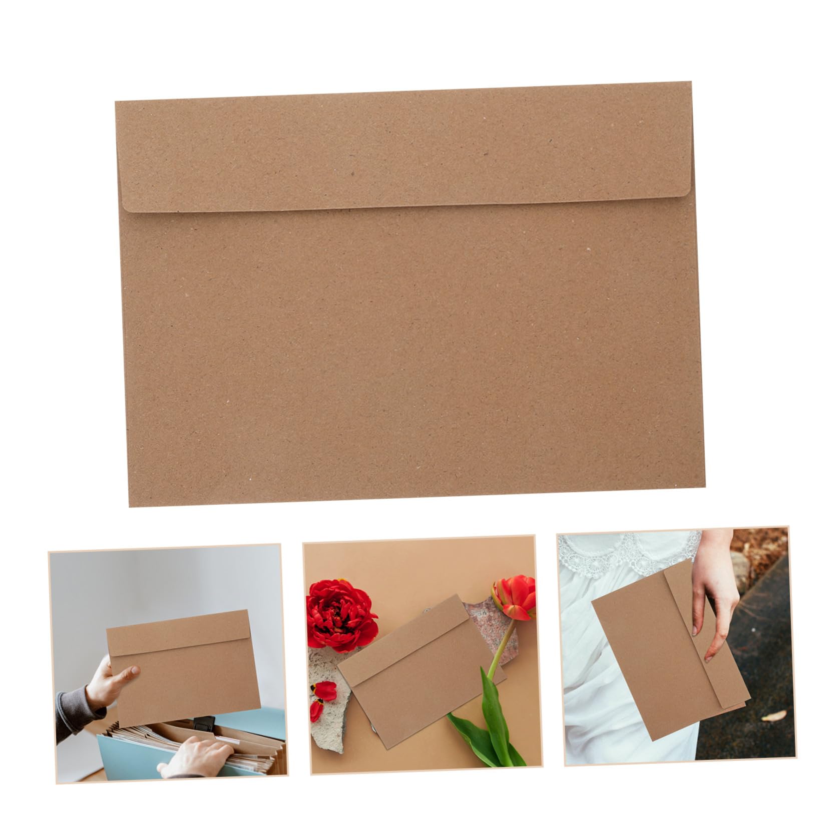 100 Stück Selbstklebende Kraftpapier Briefumschläge Vintage Umschlag für Einladungen Grußkarten Briefpapier Aufbewahrung Multifunktional