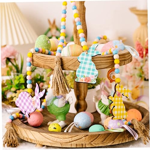 Miniatura 3 de ABOOFAN 2 guirnaldas de decoración de pared para el hogar borla de madera cuentas de madera cuentas de fiesta casa de campo vacaciones de primavera