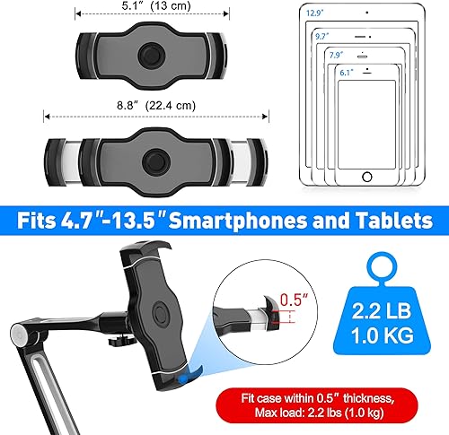 Miniatura 3 de AboveTEK Soporte de pared para iPad, 3 en 1 Highflex 360 para debajo del gabinete, soporte para iPad de cocina, soporte para tableta, soporte para