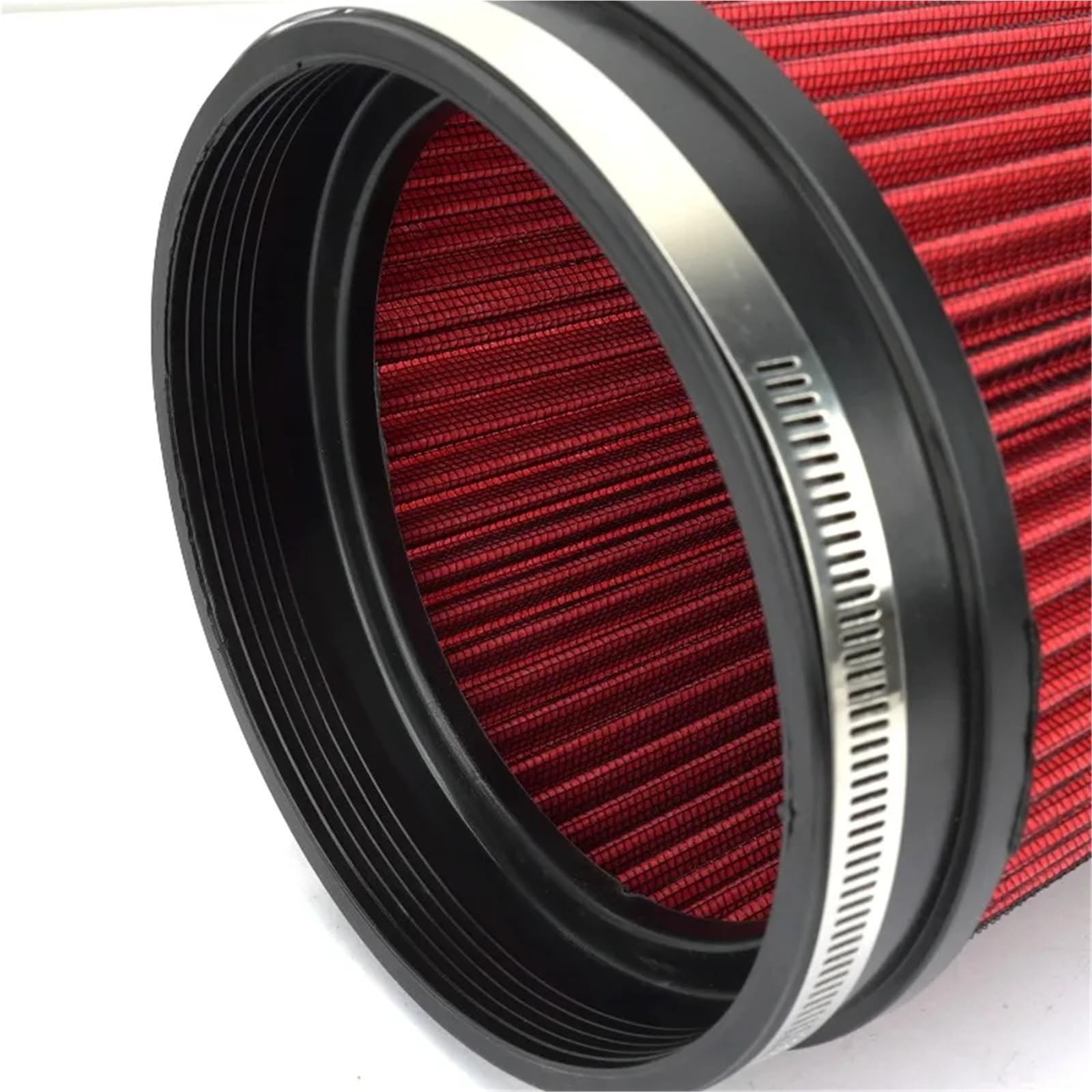 Filtro aria Filtro a cono universale ad alto flusso Tubo di aspirazione fredda Filtro di aspirazione aria fredda lavabile per motore di auto da corsa(6inch Red)