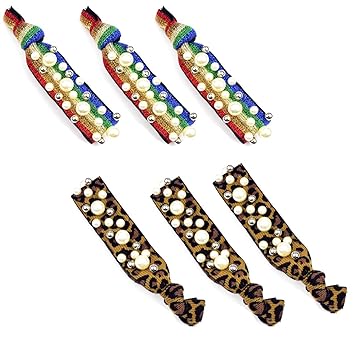 6 Pcs Lovely Rainbow Leopard Hair Band Hair Rope Imitation Pearls Elastic Hair Ties Hair Ring Ponytail Holder Women Fashion Headwear Hair Accessories
