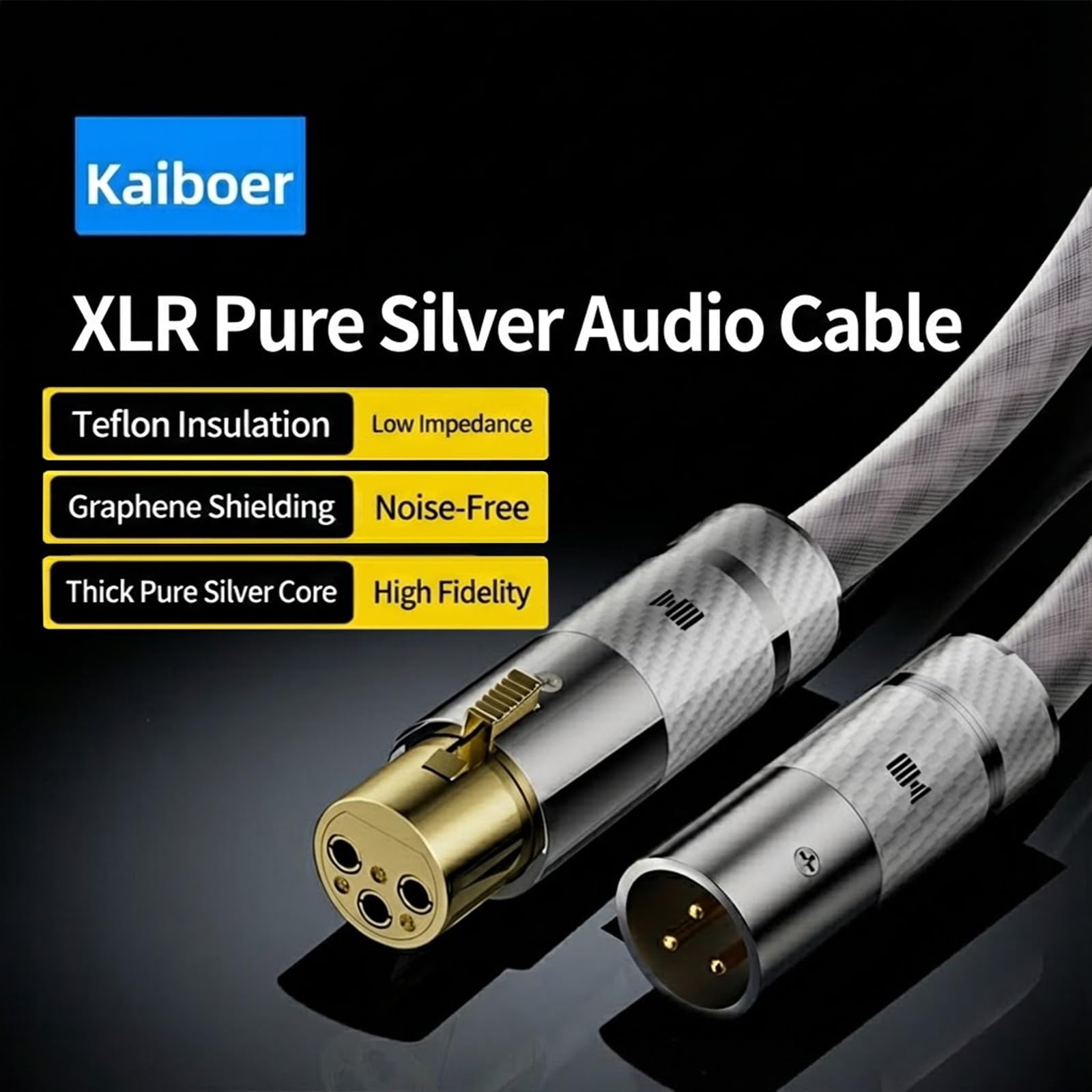 Cavo XLR in argento massiccio M/F per mixer e studio, filo d'argento ad alta purezza 6N per applicazioni audio di fascia alta per un suono incontaminato