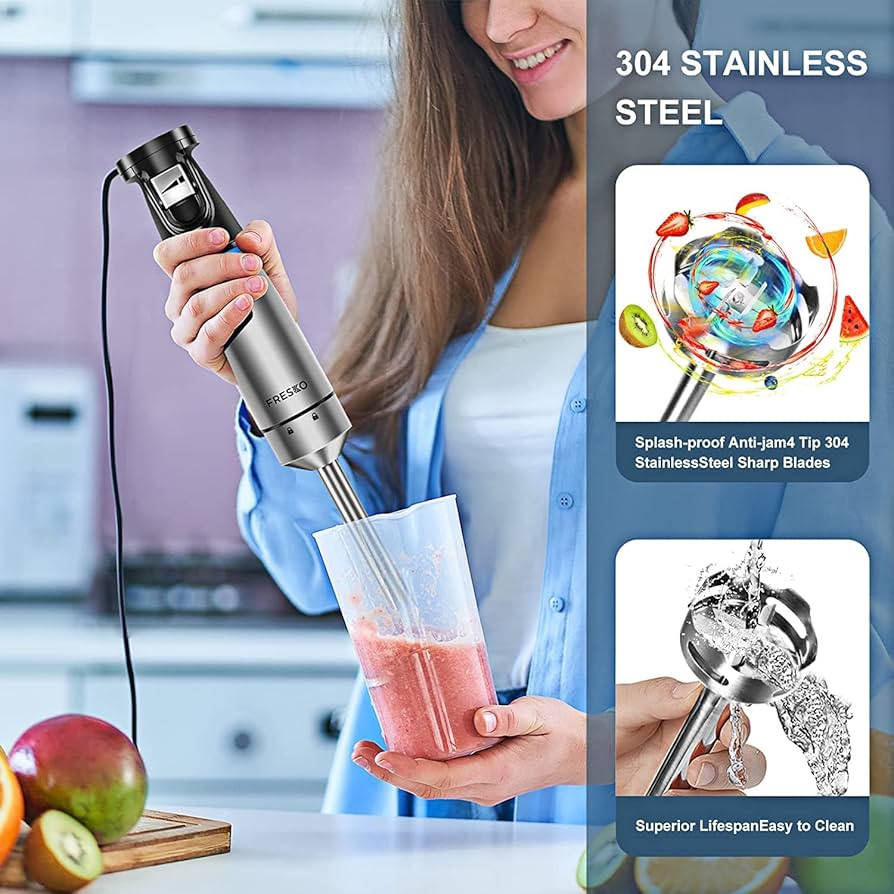 DMD® | 5-In-1 Immersion Hand Blender Set, Fruit & Veg Mini Chopper & Whisk Attachement, Stainless Steel Blades Compact Food Processor 500ml Blender Bowl, 700ml Beaker, 350W - Yorkshire Outdoor Activity Park