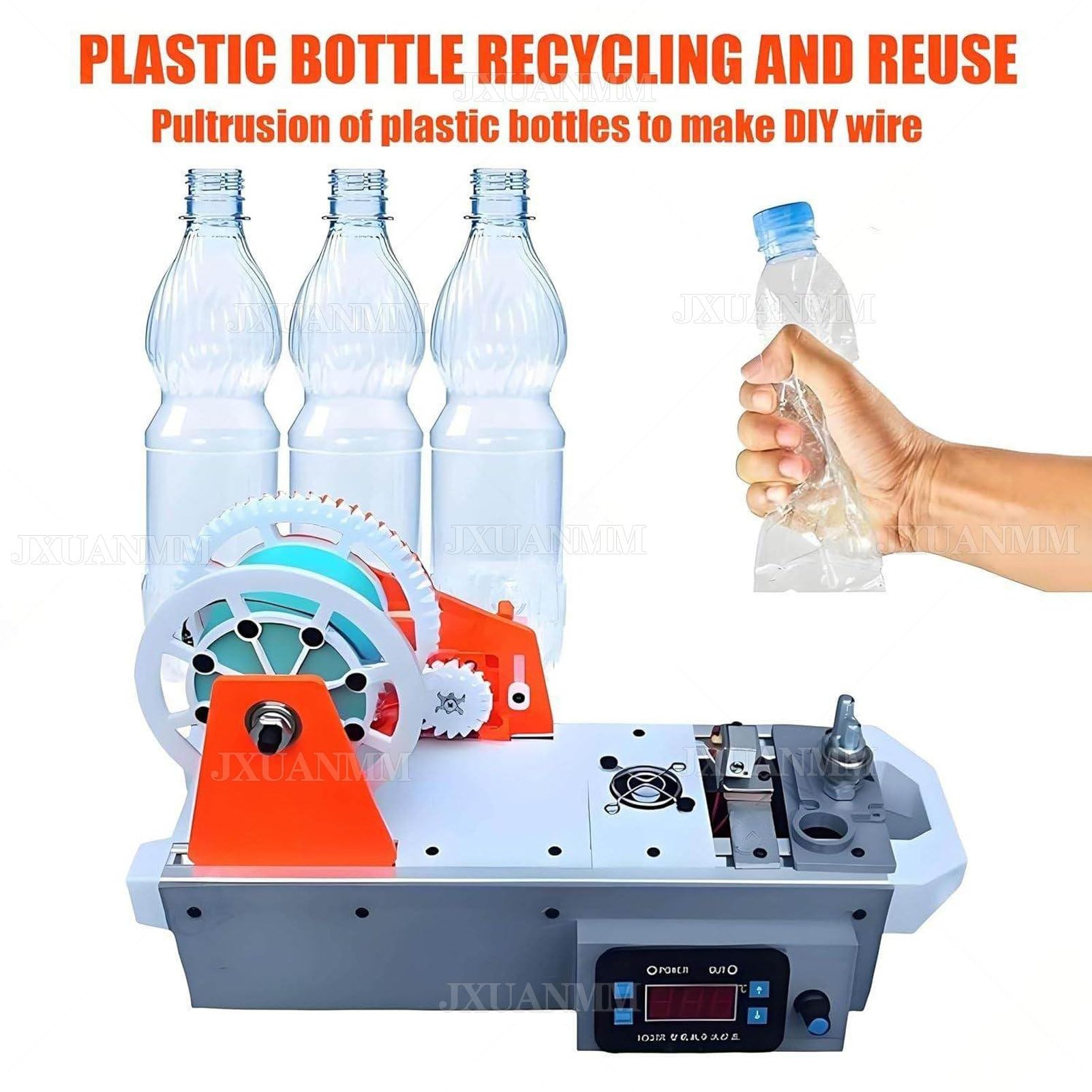 Recycleur de Bouteilles Pet recyclées, recycleur de Bouteilles imprimées en 3D, extrudeuse de Filament de Bureau, Filament 3D pultrudé à partir de Bouteilles en Plastique, Recyclage White