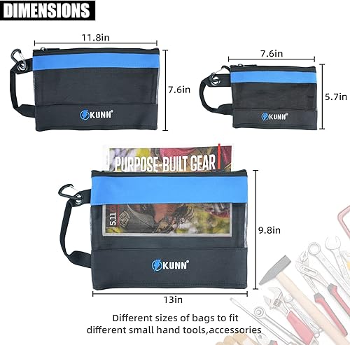 Miniatura 7 de KUNN Bolsa de herramientas para electricista con cinturón y pequeñas bolsas de herramientas de lona con cremallera