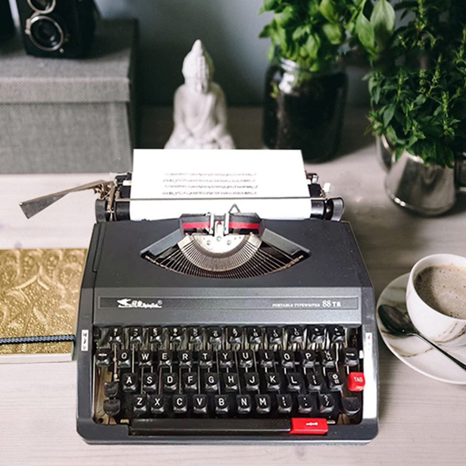 Macchina da Scrivere retrò, Macchina da Scrivere Manuale Portatile Tradizionale Vecchio Stile, per Appunti o Lettere o Scrittura Creativa, Regalo letterario per scrittori,Black