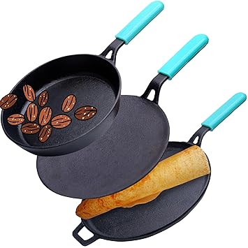 GEMMA COOKWARE Food Grade Cast Iron Pre Seasoned Dosa Tava | Tava | Fry Pan 2L Smooth Finishing Flat Base Induction and Gas Compatible Diswasher Safe Oven Friendly Cookware
