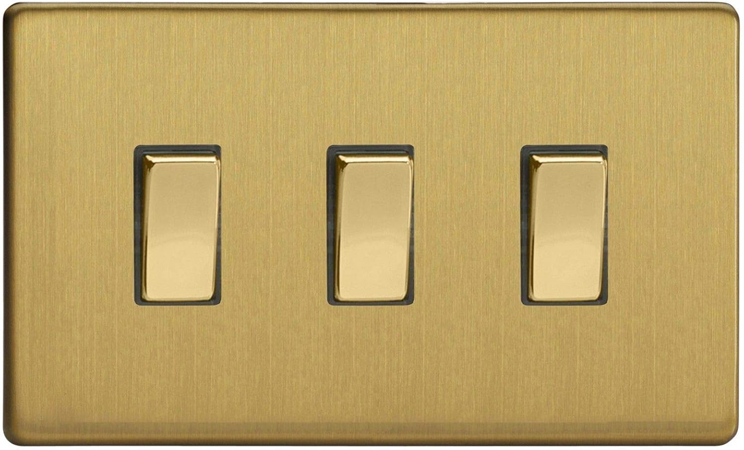 Varilight XC93W 3-Gang Rocker Switch - Mirror Chrome Faceplate With White Insert, 91x150mm