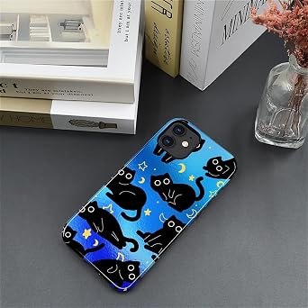 Case for iPhone 11, Hybrid Heavy Duty 2 in 1 Full Body Rugged Shockproof Protection Glossy Case for iPhone 11 - Shiny Black Cat