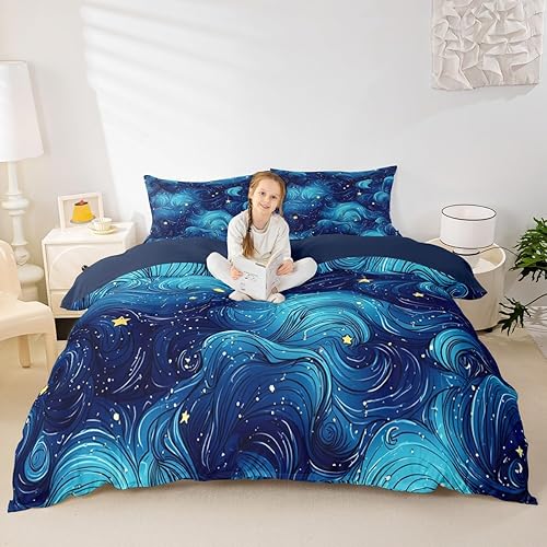 Vista 35 de Erosebridal Juego de funda de edredón de dibujos animados de gatos, tamaño King, juego de ropa de cama fluorescente de gatito kawaii, bonita funda