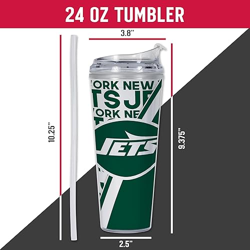 Miniatura 165 de Rico Industries NFL Football - Vaso de acrílico de 24 onzas con tapa con bisagras, vaso de doble pared con licencia oficial para fanáticos de la NFL