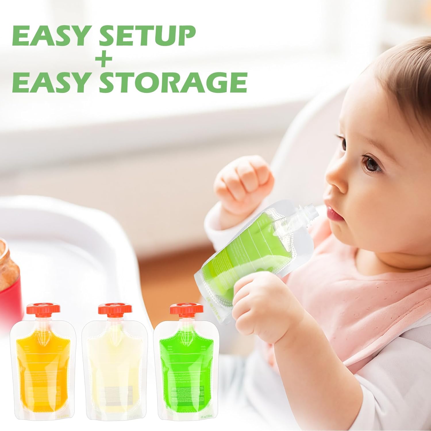 Squeeze Station Baby Food Maker Refillable Baby Food Pouches 50 Pcs Squeezed Pouches Filler Snacks Puree Storage Homemade Prep Essential for Infant and Toddlers