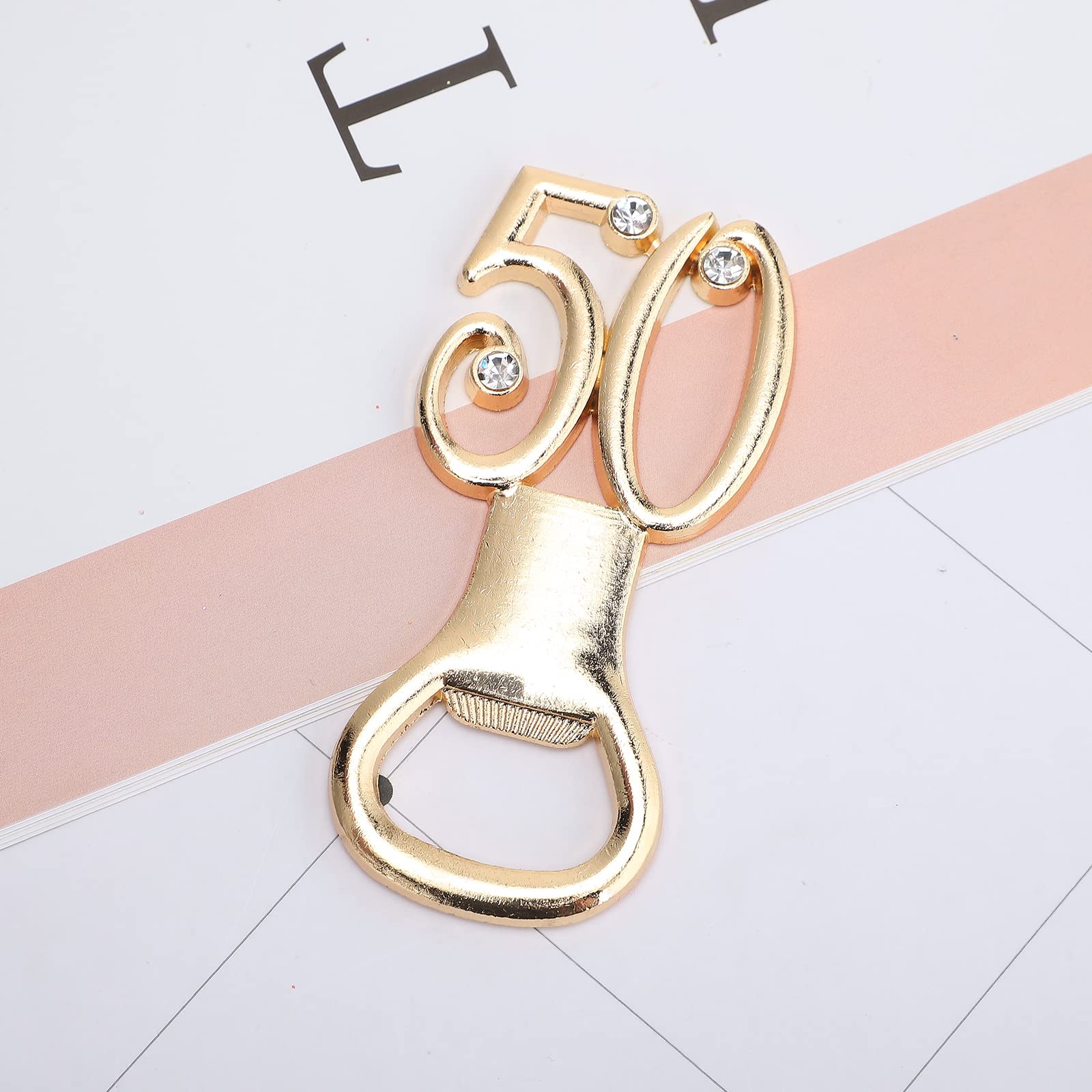 24 apribottiglie per 50° compleanno per bomboniere per 50° compleanno, apribottiglie dorato con confezione regalo