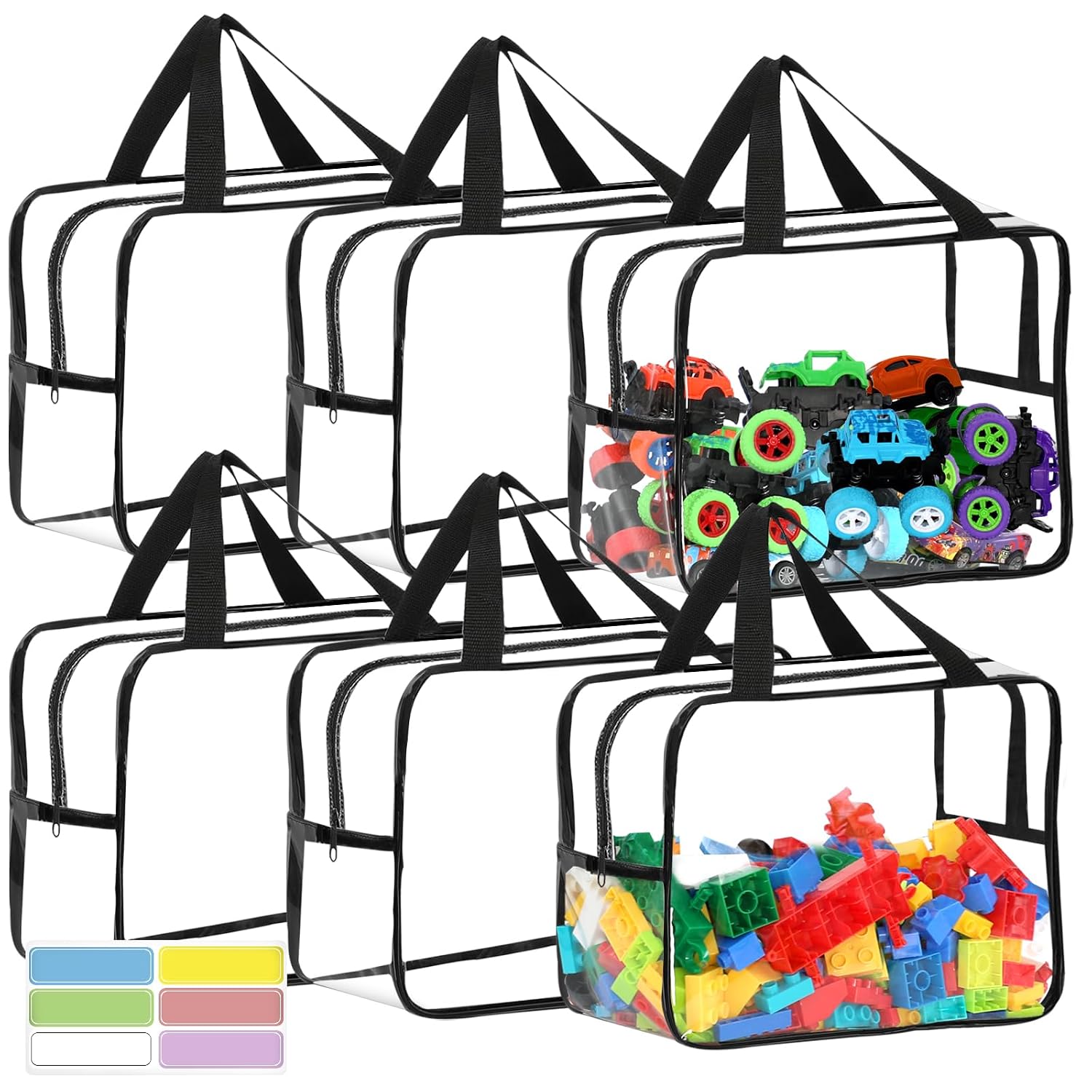 YQBRAO 3-Pack Clear Hard Shell Zipper Case, 1.2mm Heavy-Duty Crush-Proof Travel Makeup Bag, TSA Approved Clear Zipper Pouches, Rigid Toiletry & Diaper Bag Organizer for Toys, Tech & Art Supplies
