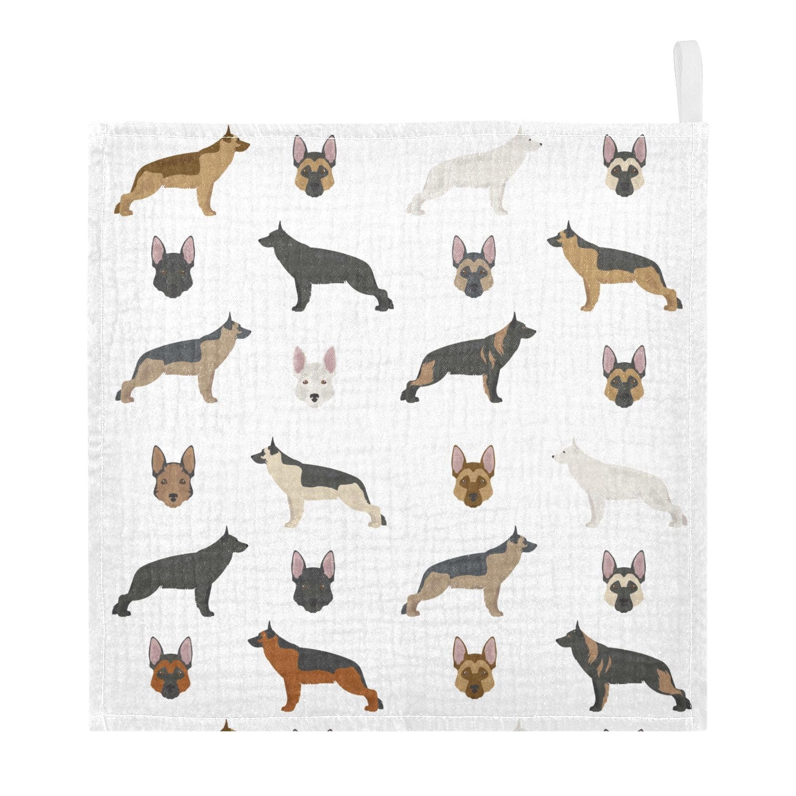 vvfelixl Cute German Shepherd Dog Baby Burp Cloths Baby Muslin Washcloths for Boys Girls Cotton Baby Face Towel for Newborn Infants Soft and Absorbent 11.8 X 11.8 in, 5 Pack