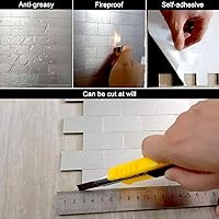Vista 5 de XUANINY 10 láminas de azulejos metálicos despegables y adhesivos para salpicadero, autoadhesivos de aluminio cepillado estilo subway, pegatina