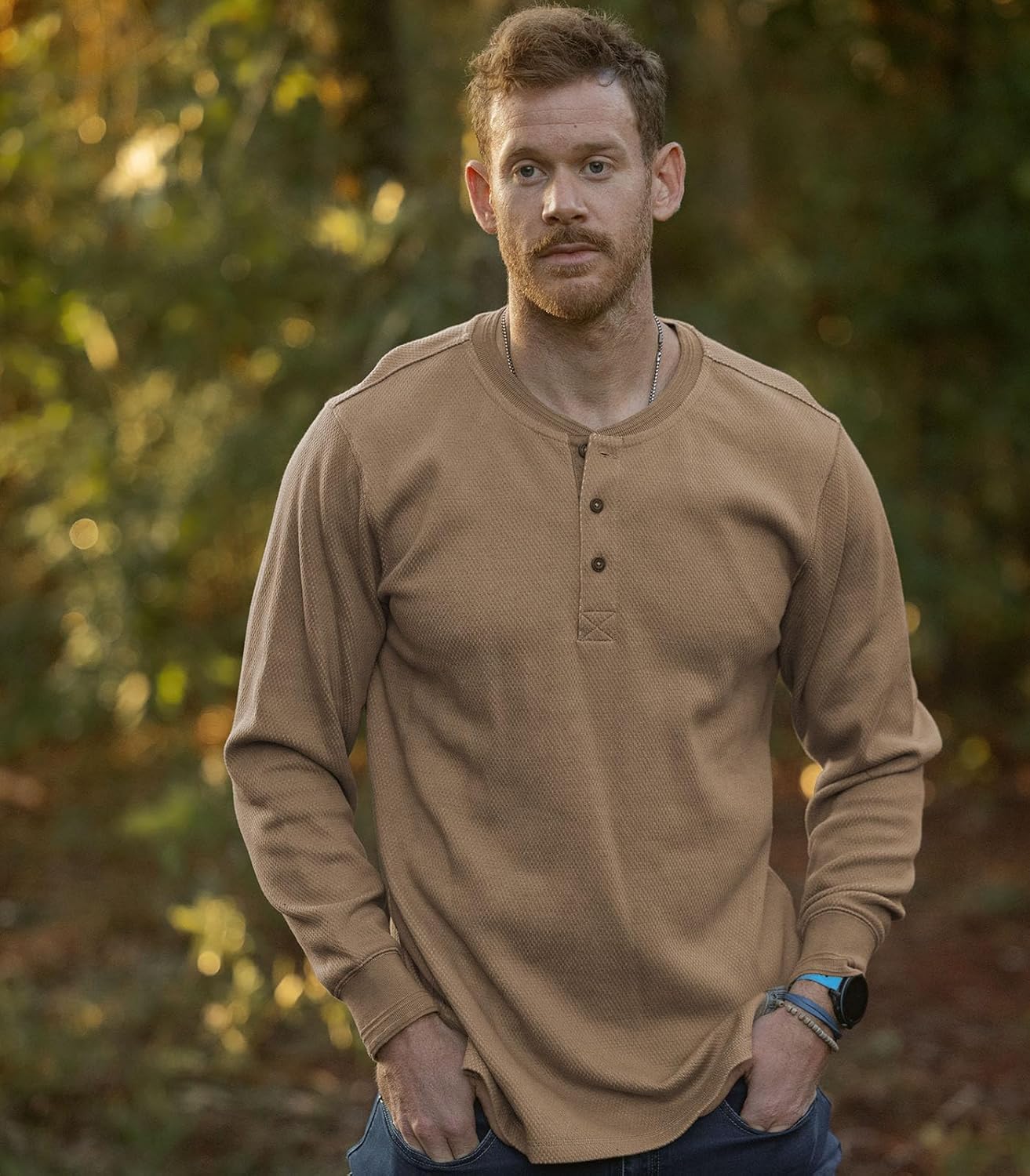 Legendary Whitetails Men's Henley Shirt Long Sleeve Heavyweight Double Thermal Layer - Image 2