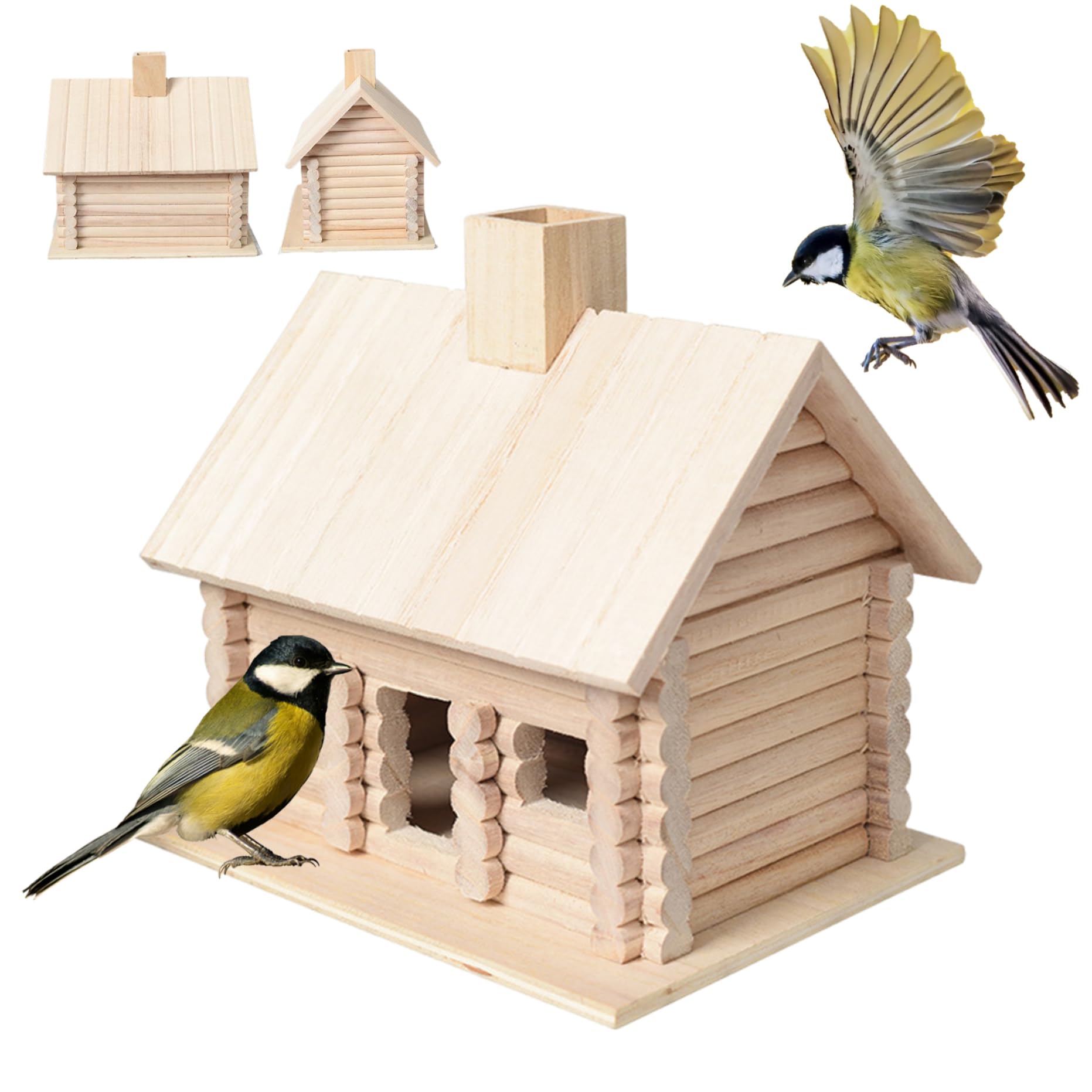 Nichoir en bois lisse et poli en paulownia cabane de jardin haut de gamme pour oiseaux
