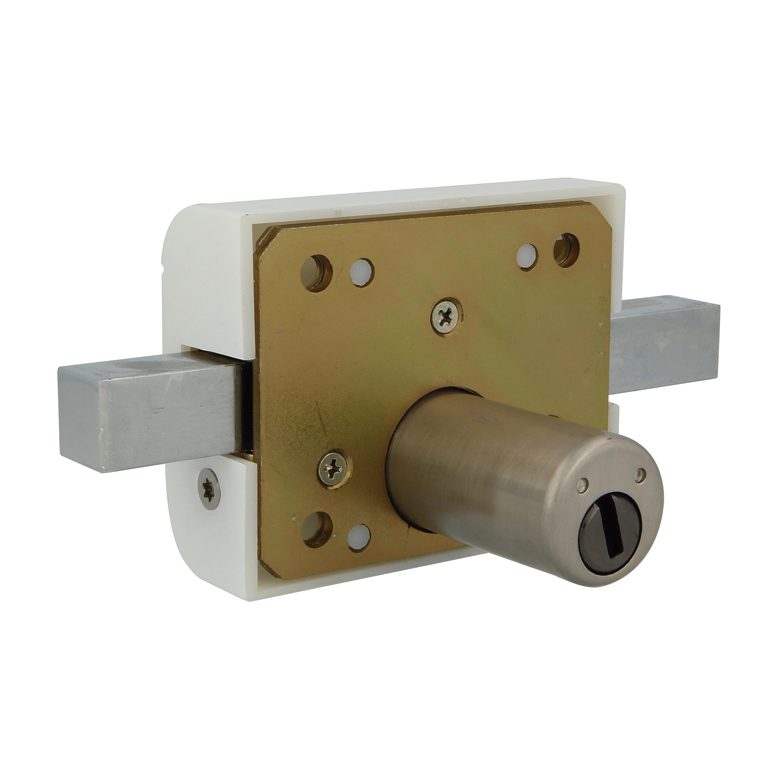 Amig - Verrou de suralimentation haute sécurité pour portes en bois | 98 x 77 mm | Avec cylindre rond de sécurité et verrou | Protection pour votre maison | Acier blanc