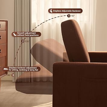 2 Seater Sofa Bed, 3-in-1 Convertible Pull Out Sleeper Sofa, Set of Corduroy Fabric Loveseat with Adjustable Backrest & Side Pockets for Living Room, Guest Room, Apartment,Brown