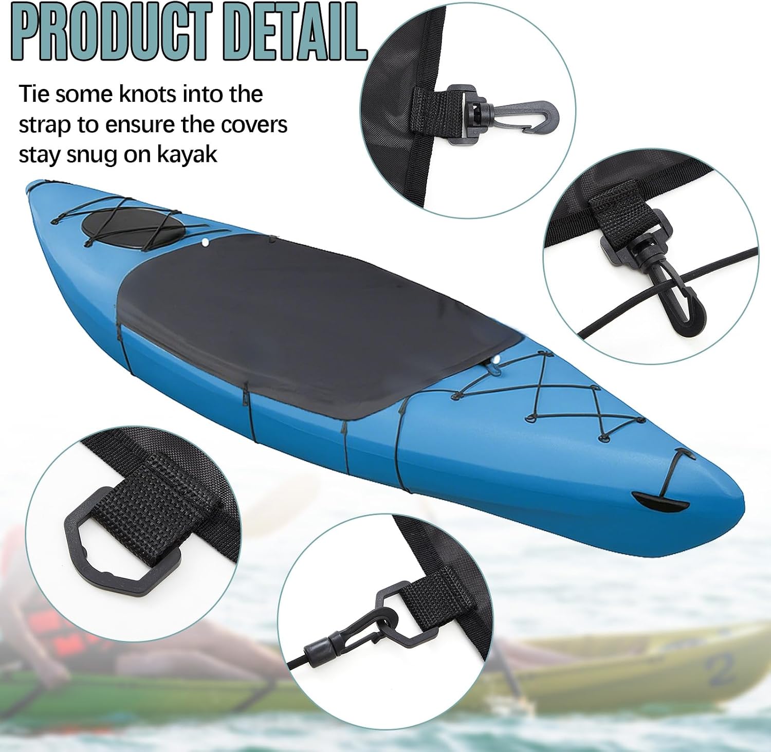 Seenelling 2 Pack Kayak Cockpit Cover with 4 Kayak Wall Mount Storage Straps Set 60 x 29 Inch 600d Seal Cockpit Drape Waterproof UV Resistant Black Cover Indoor Outdoor Paddle Canoe Surfboard Storage
