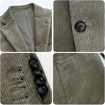 Retro Corduroy Sport Jacket Men Slim Fit Two Button Casual Sports Coat