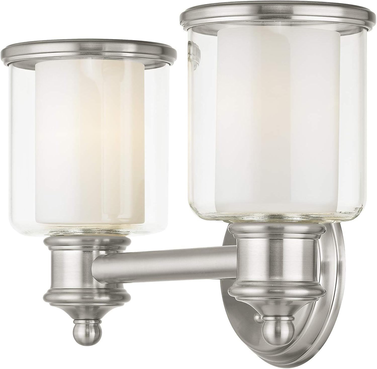 Livex Lighting 40212-91 Transitional Two Light Bath Vanity from Middlebush Collection in Pwt, Nckl, B/S, Slvr. Finish, Brushed Nickel