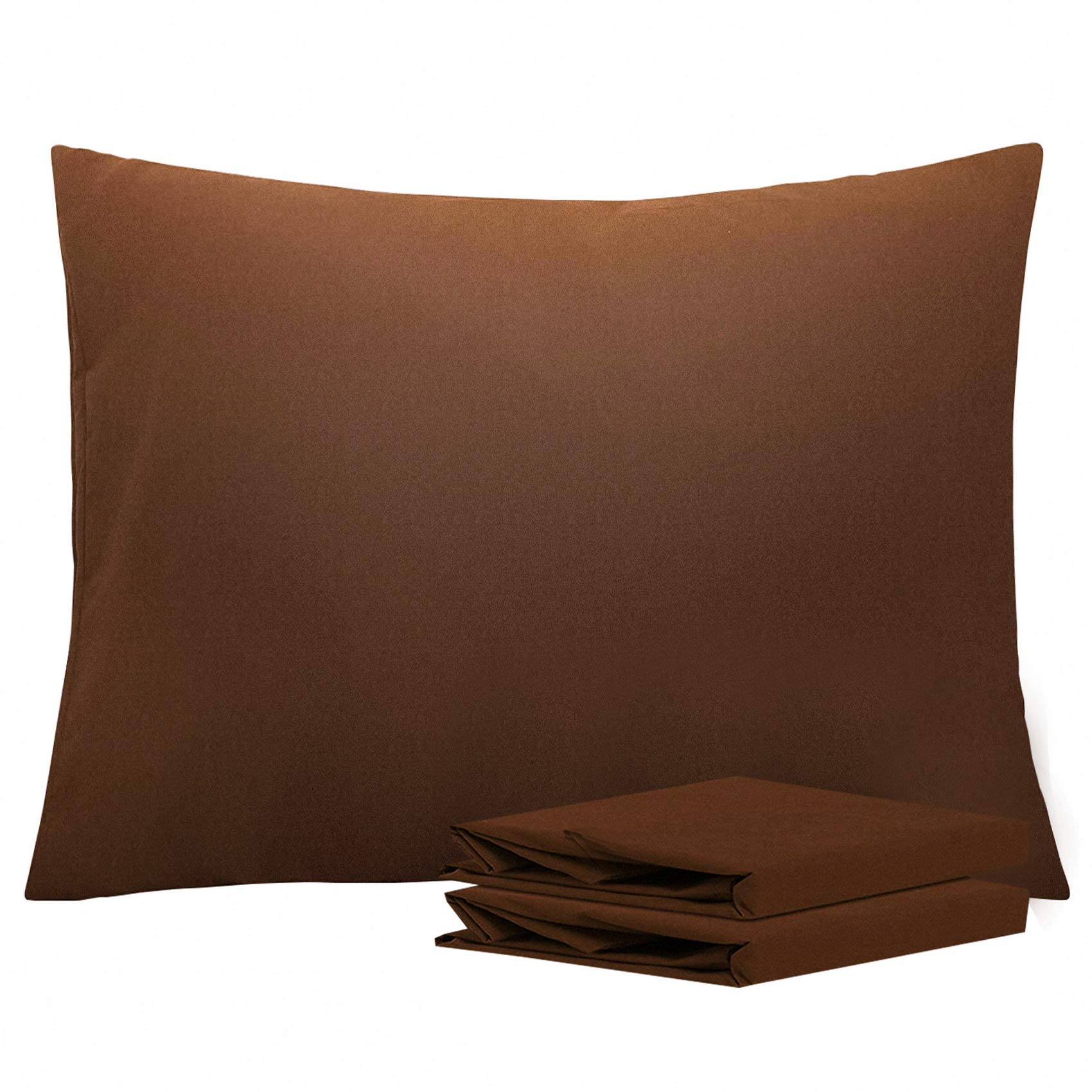 NTBAY Standard Pillowcase Set - 2 Pack Brushed Microfiber 20x26 Pillowcases - Soft, Wrinkle-Free, Fade-Resistant, Stain-Resistant, Brown Pillowcases with Envelope Closure - 20x26 Inches, Brown